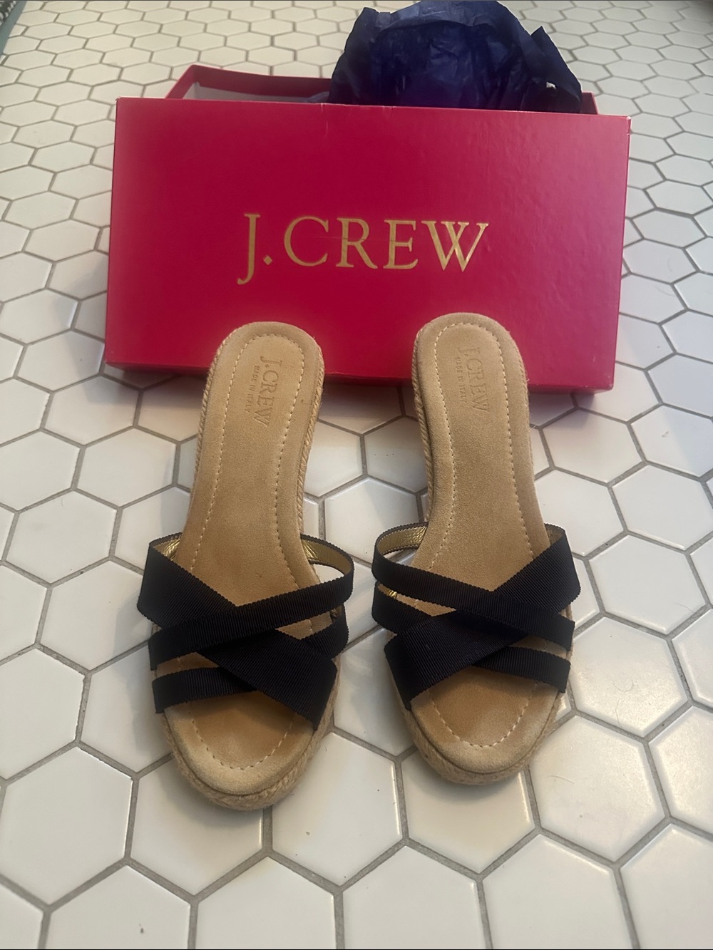 J. Crew Black Crossband Espadrille Mules